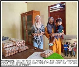 Penyaluran Telur Minggu ke-12 Program Sehari Dua Telur dari di Kalurahan Giripanggung